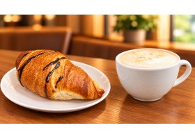 Milchkaffee + Schoko-Croissant