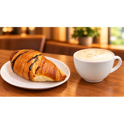 Milchkaffee + Schoko-Croissant