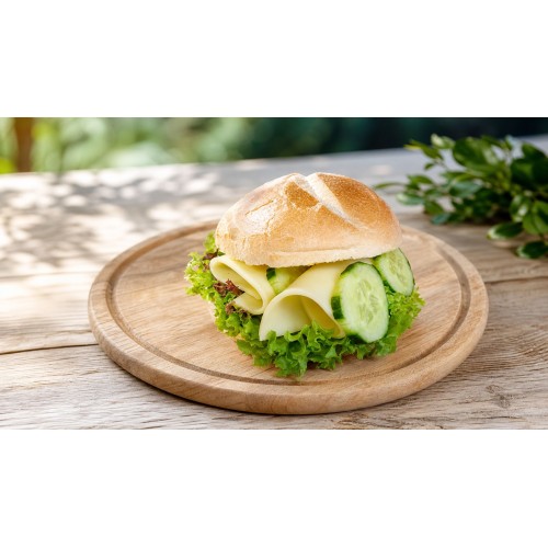 Tafelbrötchen mit Gouda, Butter, Gemüse